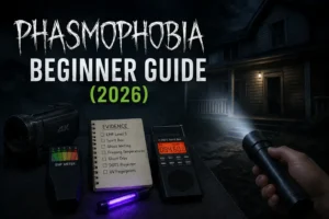 Phasmophobia Beginner Guide showing essential ghost hunting equipment and investigation tips for new players.